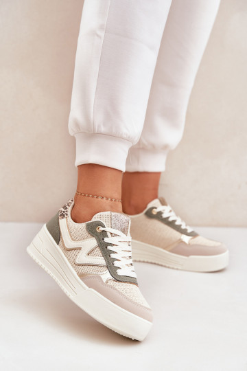 sportschoenen Dames met platform met luipaardbontpatronen groene kleur Lorori 2