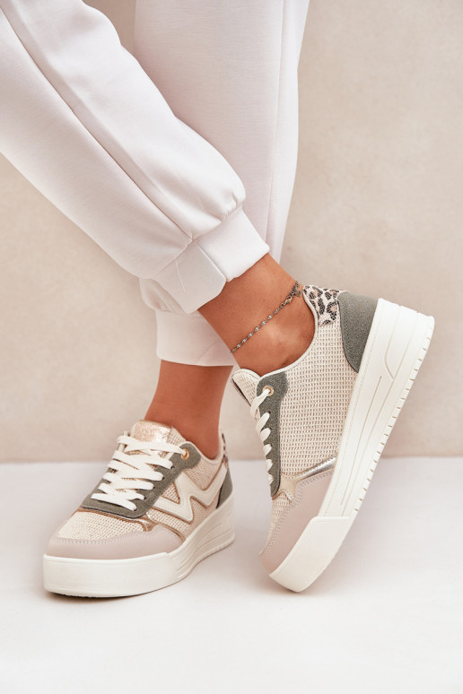 sportschoenen Dames met platform met luipaardbontpatronen groene kleur Lorori