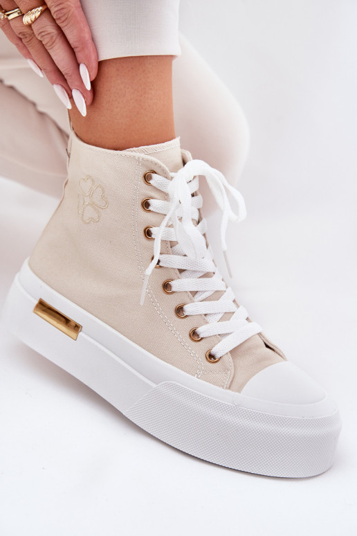 vrijetijdsschoenen met laarzen Dames met platform beige Laviriona