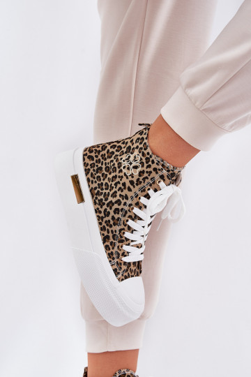 vrijetijdsschoenen met laarzen Dames met luipaardbontpatronen met platform bruine kleur Laviriona 2