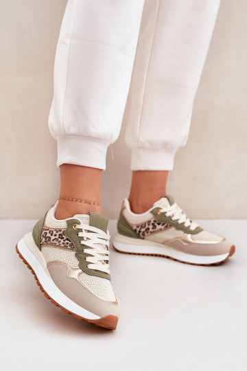Sportieve schoenen voor dames in groen met platform Davinara 2