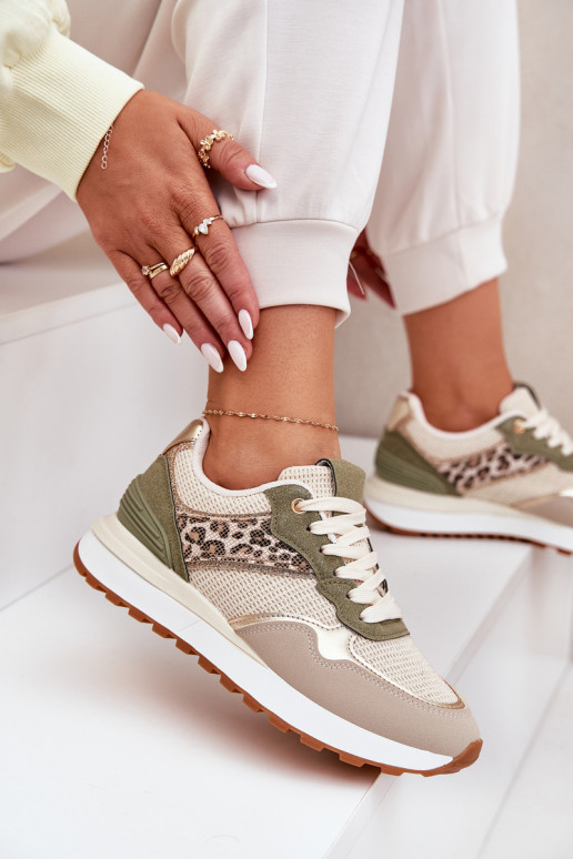 sportschoenen Dames en schriftelijk met platform groene kleur Davinara