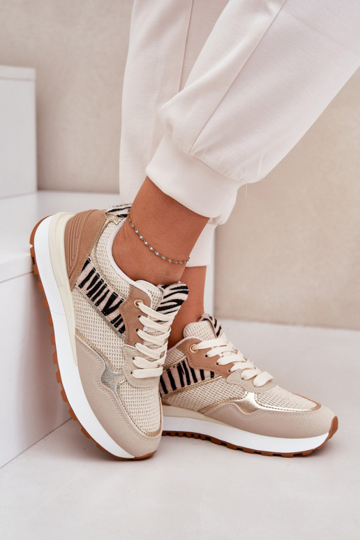 sportschoenen Dames met platform Zebra beige Davinara sportschoenen Dames met platform Zebra beige Davinara