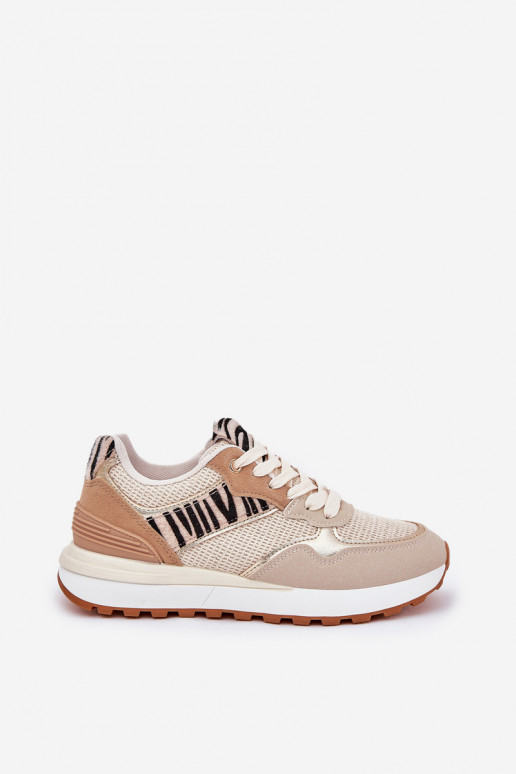 sportschoenen Dames met platform Zebra beige Davinara sportschoenen Dames met platform Zebra beige Davinara