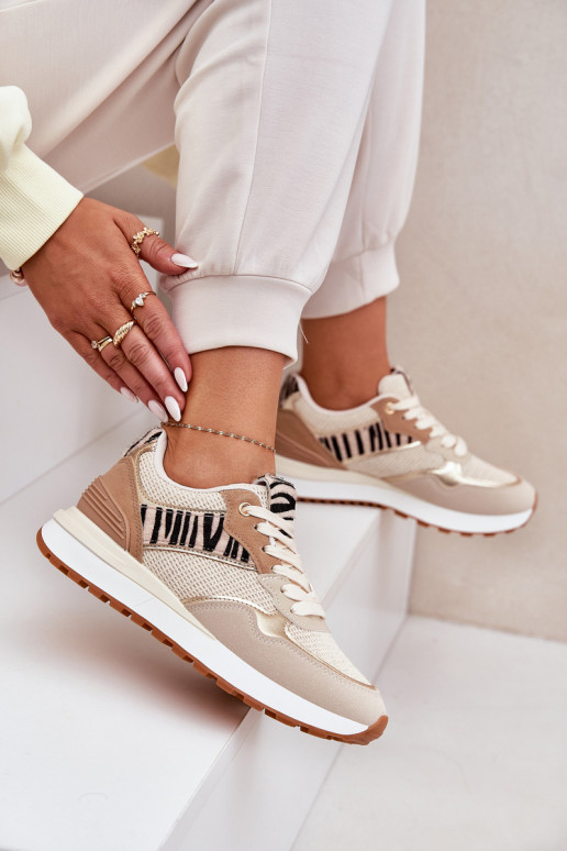 sportschoenen Dames met platform Zebra beige Davinara sportschoenen Dames met platform Zebra beige Davinara