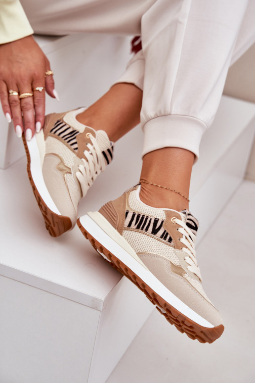 sportschoenen Dames met platform Zebra beige Davinara sportschoenen Dames met platform Zebra beige Davinara