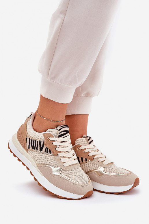 sportschoenen Dames met platform Zebra beige Davinara sportschoenen Dames met platform Zebra beige Davinara