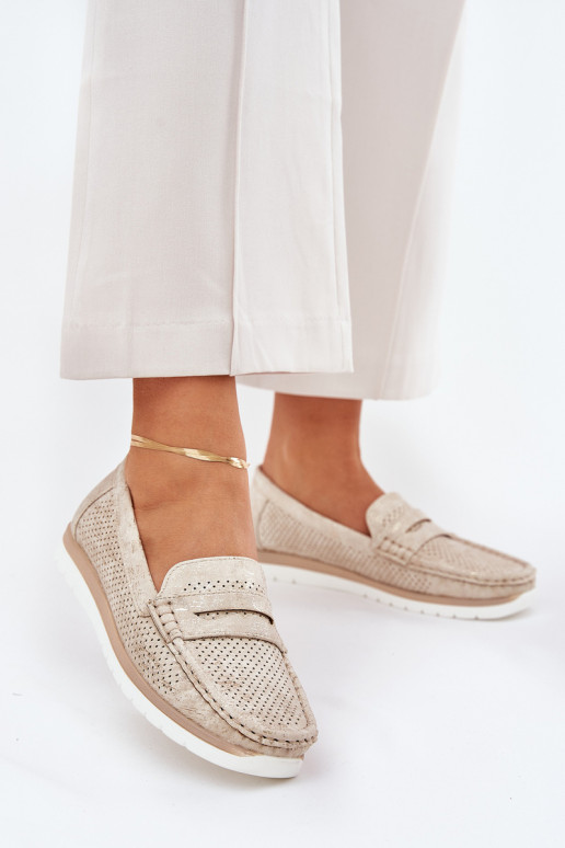 Dames Mocassins van Eko Leer Gouden kleur Bralithia Dames Mocassins van Eko Leer Gouden kleur Bralithia