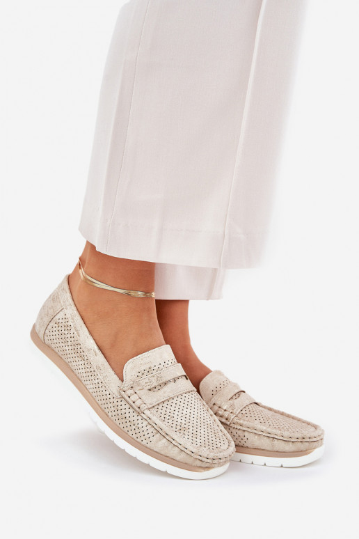 Dames Mocassins van Eko Leer Gouden kleur Bralithia Dames Mocassins van Eko Leer Gouden kleur Bralithia