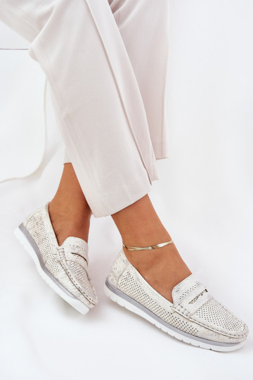Dames mocassins van eco-leer in zilver Bralithia