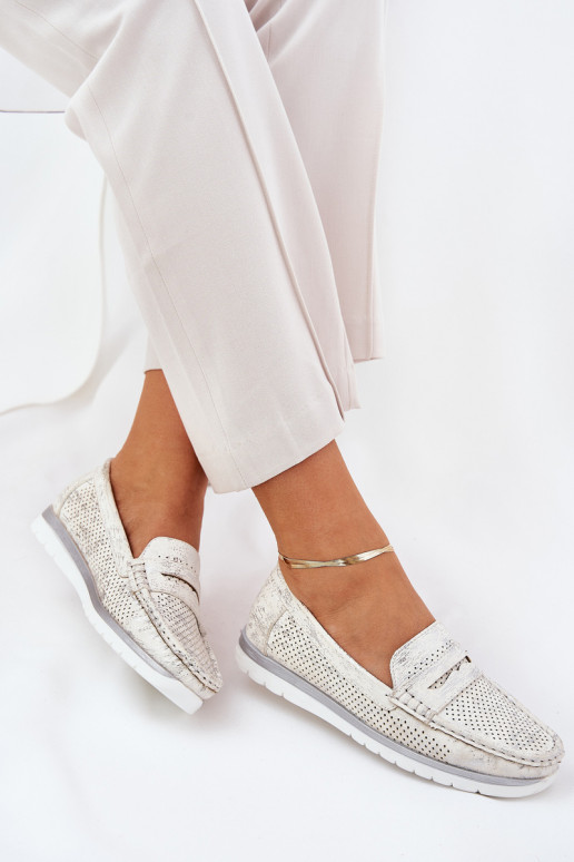 Dames mocassins van eco-leer in zilver Bralithia