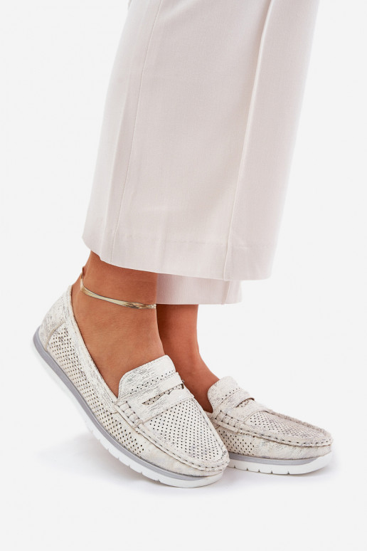 Dames mocassins van eco-leer in zilver Bralithia