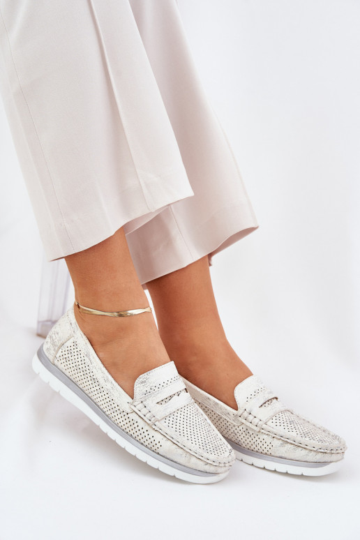 Dames mocassins van eco-leer in zilver Bralithia