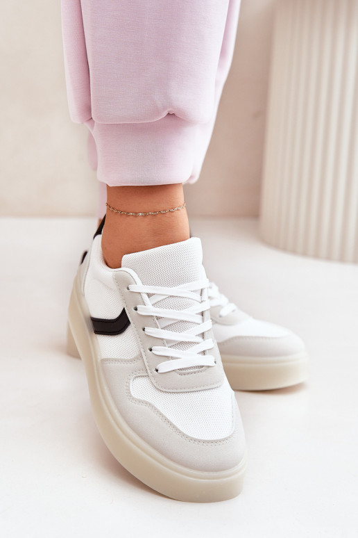 Laag Sneakers model schoenen Dames met platform Initte kleur Telmira Laag Sneakers model schoenen Dames met platform Initte kleur Telmira