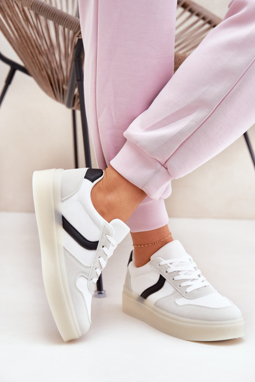 Laag Sneakers model schoenen Dames met platform Initte kleur Telmira Laag Sneakers model schoenen Dames met platform Initte kleur Telmira