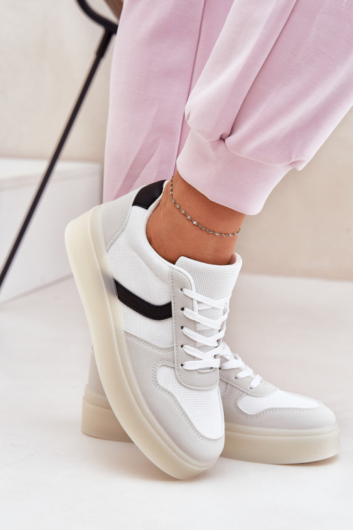 Laag Sneakers model schoenen Dames met platform Initte kleur Telmira Laag Sneakers model schoenen Dames met platform Initte kleur Telmira