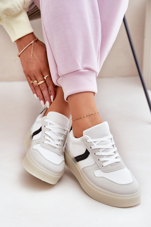 Laag Sneakers model schoenen Dames met platform Initte kleur Telmira Laag Sneakers model schoenen Dames met platform Initte kleur Telmira