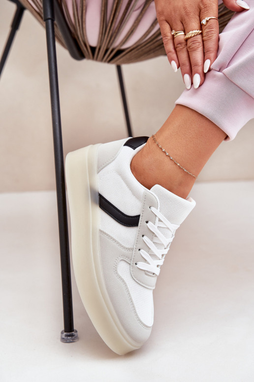Laag Sneakers model schoenen Dames met platform Initte kleur Telmira Laag Sneakers model schoenen Dames met platform Initte kleur Telmira
