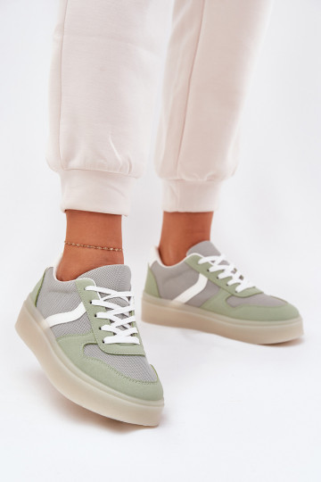 Laag Sneakers model schoenen Dames met platform groene kleur Telmira 2