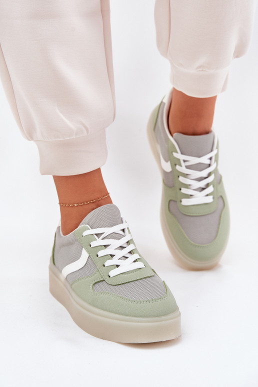 Laag Sneakers model schoenen Dames met platform groene kleur Telmira Laag Sneakers model schoenen Dames met platform groene kleur Telmira