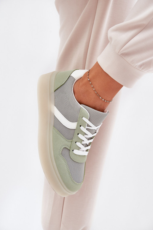 Laag Sneakers model schoenen Dames met platform groene kleur Telmira Laag Sneakers model schoenen Dames met platform groene kleur Telmira