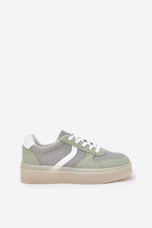 Laag Sneakers model schoenen Dames met platform groene kleur Telmira Laag Sneakers model schoenen Dames met platform groene kleur Telmira