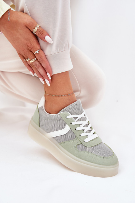 Laag Sneakers model schoenen Dames met platform groene kleur Telmira Laag Sneakers model schoenen Dames met platform groene kleur Telmira