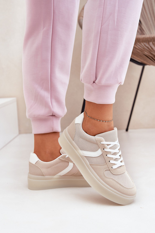 Laag Sneakers model schoenen Dames met platform beige Telmira