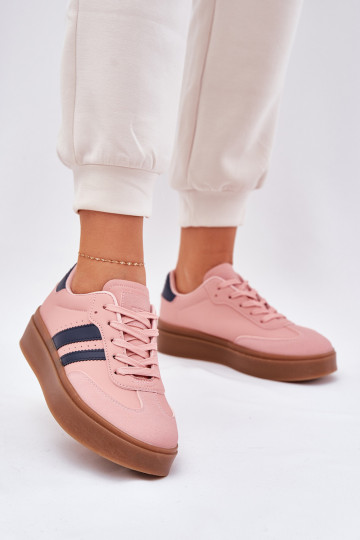 Sneakers model schoenen Dames met platform van ecoleer roze Ediriella