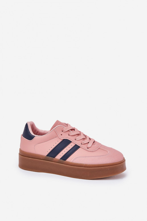 Sneakers model schoenen Dames met platform van ecoleer roze Ediriella