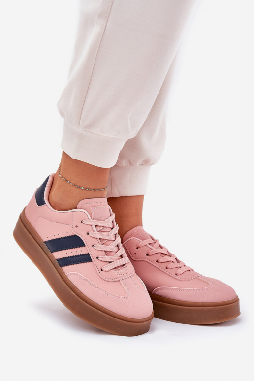 Sneakers model schoenen Dames met platform van ecoleer roze Ediriella