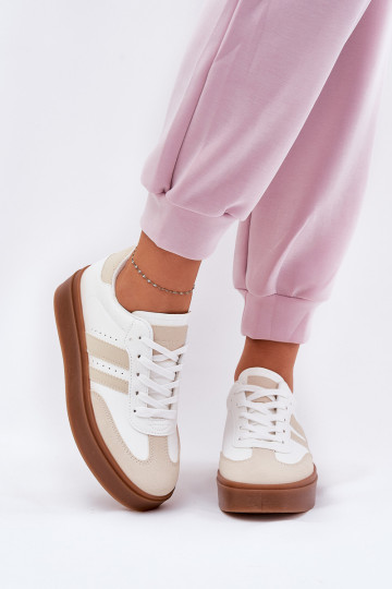 Sneakers model schoenen Dames met platform van ecoleer beige-Initte kleur Ediriella