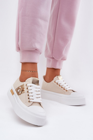 Vrijetijdsschoenen met platform Met sierlijk Detalem beige Annisae