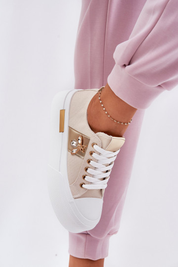 Vrijetijdsschoenen met platform Met sierlijk Detalem beige Annisae 2