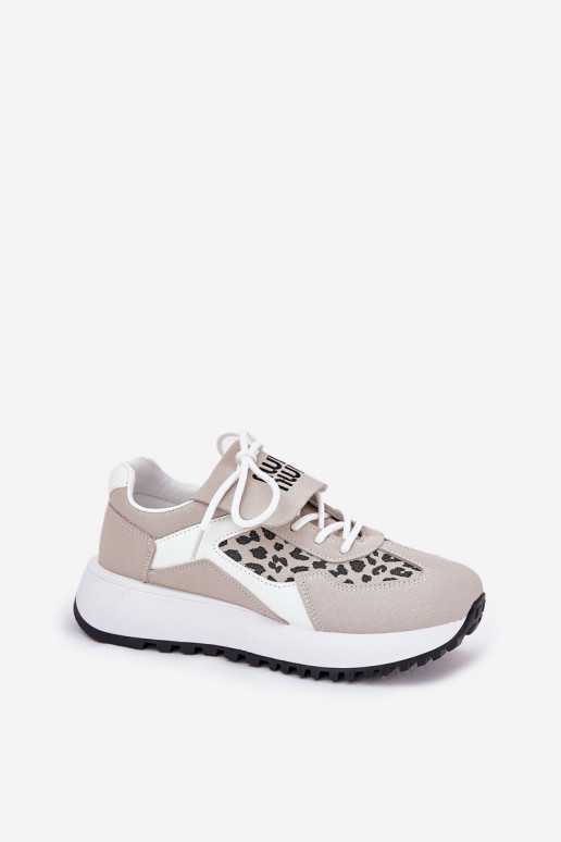 sportschoenen Sneakers model schoenen Dames met platform met luipaardbontpatronen INit-beige Pumbes