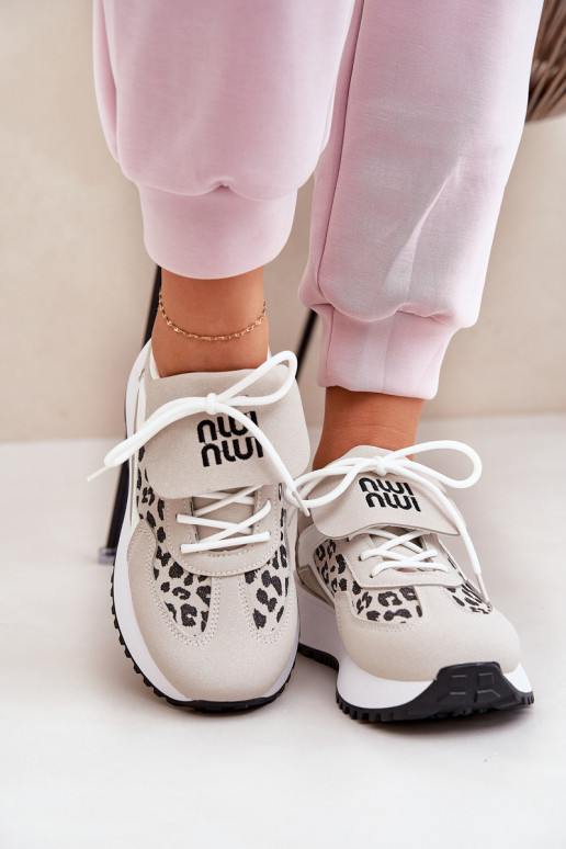 sportschoenen Sneakers model schoenen Dames met platform met luipaardbontpatronen INit-beige Pumbes