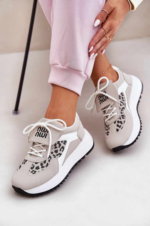 sportschoenen Sneakers model schoenen Dames met platform met luipaardbontpatronen INit-beige Pumbes