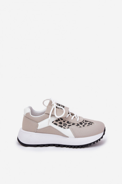 sportschoenen Sneakers model schoenen Dames met platform met luipaardbontpatronen INit-beige Pumbes