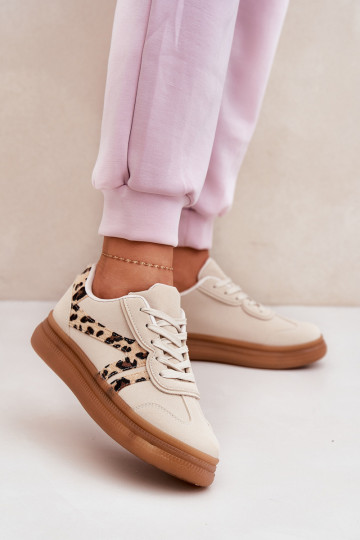 Dames Sneakers model schoenen met platform met luipaardbontpatronen beige Totter