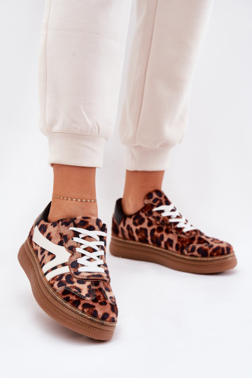 Dames Sneakers model schoenen met platform met luipaardprint bruin Totter 2