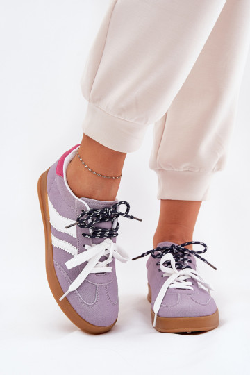 Lage Sneakers model schoenen Dames met dubbele vetersluiting paars Ventus