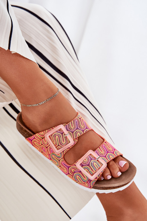 Damespantoffels met gespen En glitter S.Barski RB51-006 oranje Damespantoffels met gespen En glitter S.Barski RB51-006 oranje