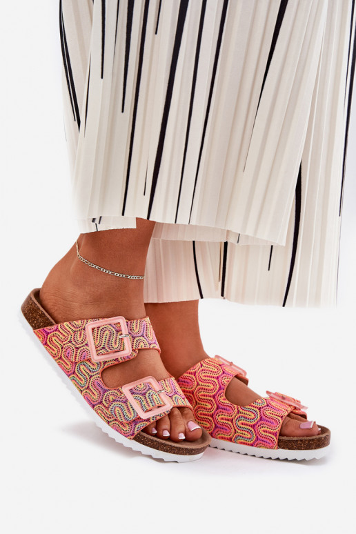 Damespantoffels met gespen En glitter S.Barski RB51-006 oranje Damespantoffels met gespen En glitter S.Barski RB51-006 oranje