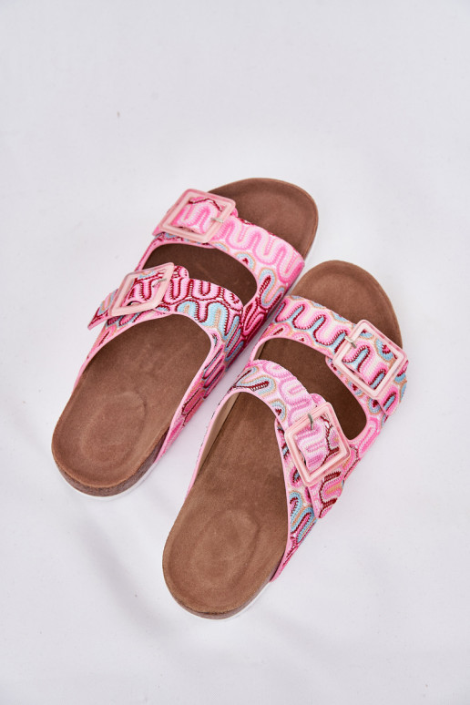 Damespantoffels met gespen En glitter S.Barski RB51-006 roze