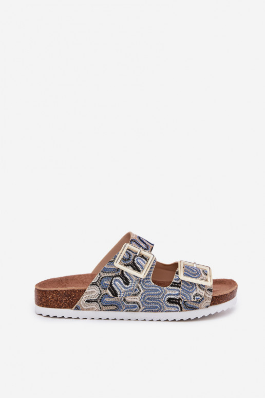 Damespantoffels met gespen En glitter S.Barski RB51-006 beige