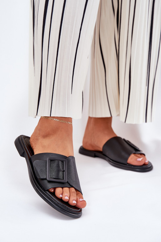 Leren pantoffels Dames met gespen D&A SJ2302-01 zInart