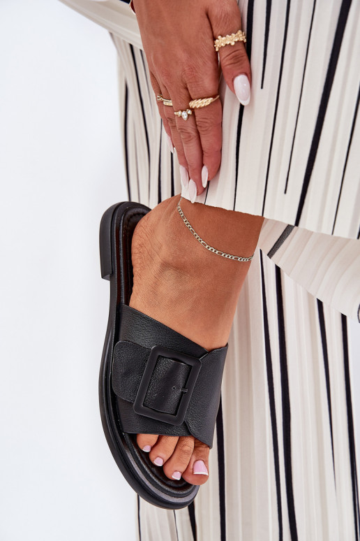 Leren pantoffels Dames met gespen D&A SJ2302-01 zInart