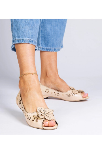 Beige open balerina's met...