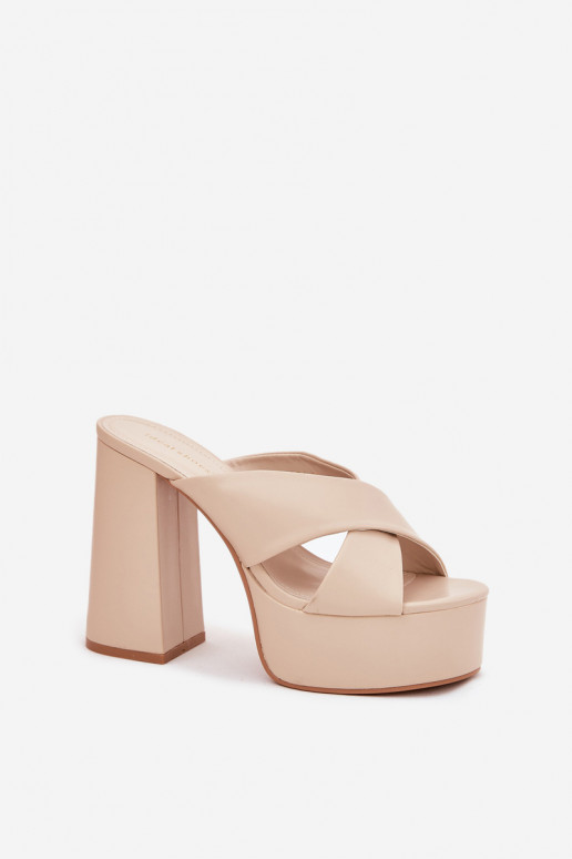 Damespantoffels met platform I Op beige Lenobos Damespantoffels met platform I Op beige Lenobos