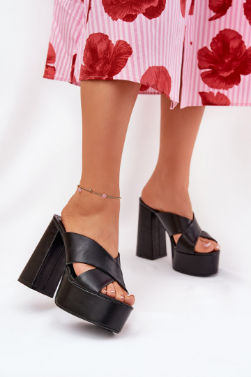 Dames slippers met platform I Inschrijving zwart Lenobos 2